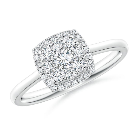 ANGARA Natural Cushion Composite Diamond Halo Ring in 14K White Gold for Women (Size-3.3mm| Color-G| Clarity-VS2) | April Birthstone, Anniversary, Jewelry Gift for Women | Natural Diamond Ring