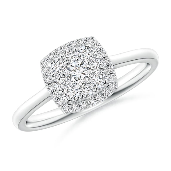 ANGARA Natural Cushion Composite Diamond Halo Ring in 14K White Gold for Women (Size-3.3mm| Color-H| Clarity-SI2) | April Birthstone, Anniversary, Jewelry Gift for Women | Natural Diamond Ring