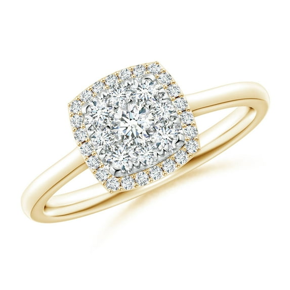 ANGARA Natural Cushion Composite Diamond Halo Ring in 14K Yellow Gold for Women (Size-3.3mm| Color-G| Clarity-VS2) | April Birthstone, Anniversary, Jewelry Gift for Women | Natural Diamond Ring