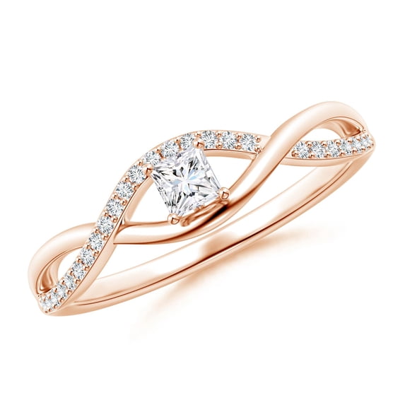 ANGARA Natural Diamond Infinity Swirl Promise Ring in 14K Rose Gold for Women (Size-2.9mm| Color-G| Clarity-VS2) | April Birthstone, Anniversary, Jewelry Gift for Women | Natural Diamond Ring