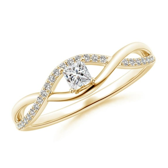 ANGARA Natural 0.14 Ct. Diamond Infinity Promise Ring in 14K Yellow Gold for Women (Ring Size: 12)