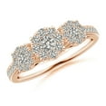 thumbnail image 1 of ANGARA Natural Composite Diamond Three Stone Ring in 14K Rose Gold for Women (Size-3.3mm| Color-K| Clarity-I3) | April Birthstone, Anniversary, Jewelry Gift for Women | Natural Diamond Ring, 1 of 8