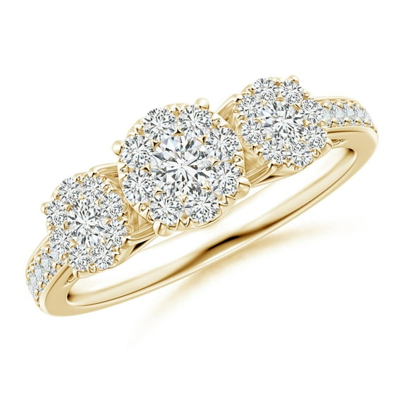 ANGARA Natural 0.14 Ct. Diamond Side Stone Ring in 14K Yellow Gold for Women (Ring Size: 3.5)