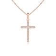 thumbnail image 1 of ANGARA Natural 0.15 Ct. Diamond Cross Pendant Necklace in 14K Rose Gold for Women with 18 Inch Chain, 1 of 7
