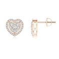 thumbnail image 1 of ANGARA Natural Cluster Diamond Heart Halo Stud Earrings in 14K Rose Gold for Women (Size-2.6mm| Color-G| Clarity-VS2) | April Birthstone, Anniversary Jewelry Gift for Women | Natural Diamond Earrings, 1 of 6