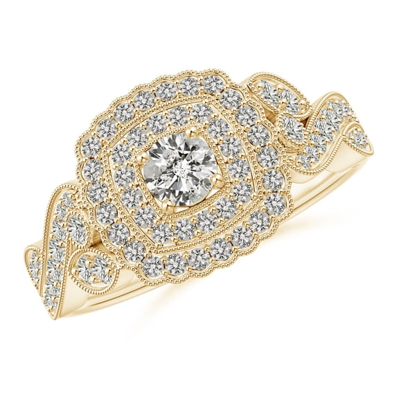 ANGARA Natural Diamond Engagement Ring in 14K Yellow Gold for Women (Size-3.4mm| Color-K| Clarity-I3) | April Birthstone, Anniversary, Jewelry Gift for Women | Natural Diamond Ring