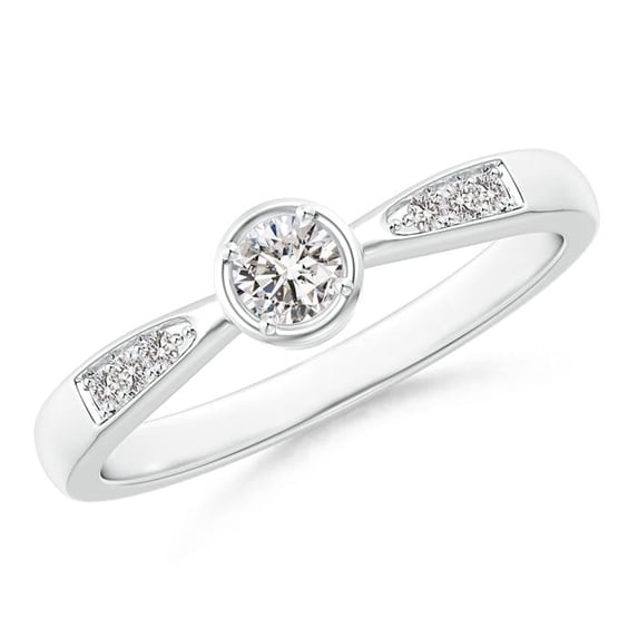 ANGARA Natural Tapered Diamond Solitaire Promise Ring in 14K White Gold for Women (Size-3.4mm| Color-I-J| Clarity-I1-I2) | April Birthstone, Anniversary, Jewelry Gift for Women | Natural Diamond Ring