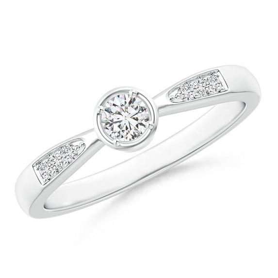 ANGARA Natural Tapered Diamond Solitaire Promise Ring in 14K White Gold for Women (Size-3.4mm| Color-H| Clarity-SI2) | April Birthstone, Anniversary, Jewelry Gift for Women | Natural Diamond Ring