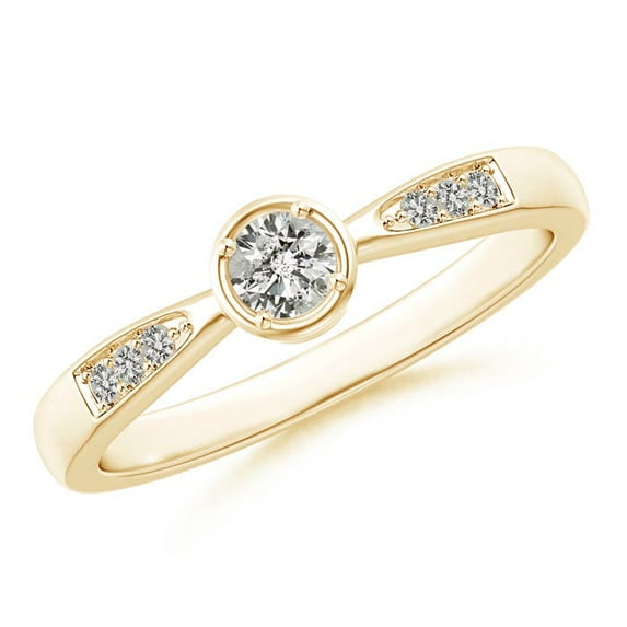 ANGARA Natural Tapered Diamond Solitaire Promise Ring in 14K Yellow Gold for Women (Size-3.4mm| Color-K| Clarity-I3) | April Birthstone, Anniversary, Jewelry Gift for Women | Natural Diamond Ring
