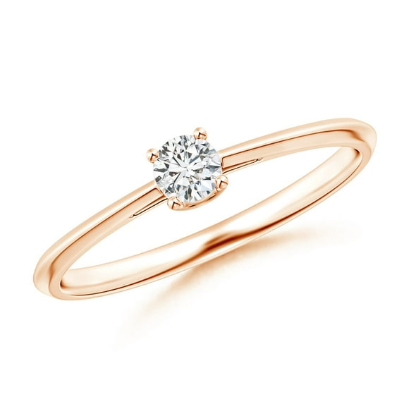 ANGARA Natural Classic Diamond Solitaire Engagement Ring in 14K Rose Gold for Women (Size-3.4mm| Color-H| Clarity-SI2) | April Birthstone, Anniversary, Jewelry Gift for Women | Natural Diamond Ring