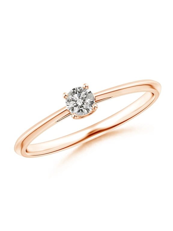 Natural Classic Diamond Solitaire Engagement Ring in 14K Rose Gold for Women (Size-3.4mm| Color-K| Clarity-I3) | April Birthstone, Anniversary, Jewelry Gift for Women | Natural Diamond Ring