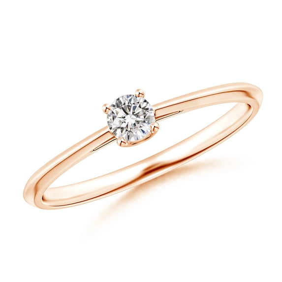 ANGARA Natural Diamond Solitaire Engagement Ring in 14K Rose Gold for Women (Size-3.4mm| Color-I-J| Clarity-I1-I2) | April Birthstone, Anniversary, Jewelry Gift for Women | Natural Diamond Ring