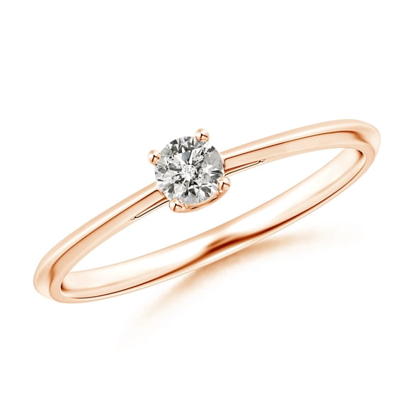 ANGARA Natural Classic Diamond Solitaire Engagement Ring in 14K Rose Gold for Women (Size-3.4mm| Color-K| Clarity-I3) | April Birthstone, Anniversary, Jewelry Gift for Women | Natural Diamond Ring