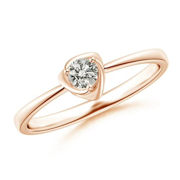 ANGARA Natural Solitaire Diamond Floral Ring in 14K Rose Gold for Women (Size-3.4mm | Color-K | Clarity-I3) | April Birthstone, Birthday, Anniversary, Jewelry Gift for Women | Natural Diamond Ring