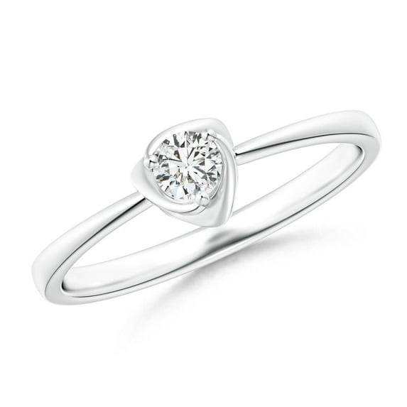 ANGARA Natural Solitaire Diamond Floral Ring in 14K White Gold for Women (Size-3.4mm | Color-H | Clarity-SI2) | April Birthstone, Birthday, Anniversary, Jewelry Gift for Women | Natural Diamond Ring