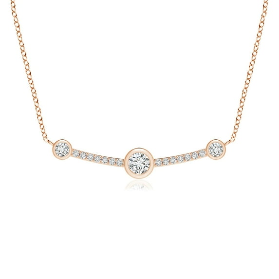 ANGARA Natural Spaced Out Diamond Curved Bar Pendant in 14K Rose Gold for Women (Size-3.4mm| Color-H| Clarity-SI2) | April Birthstone, Anniversary, Jewelry Gift for Women | Natural Diamond Necklace