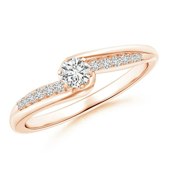 ANGARA Natural Six Prong-Set Diamond Bypass Promise Ring in 14K Rose Gold for Women (Size-3.5mm| Color-H| Clarity-SI2) | April Birthstone, Anniversary, Jewelry Gift for Women | Natural Diamond Ring