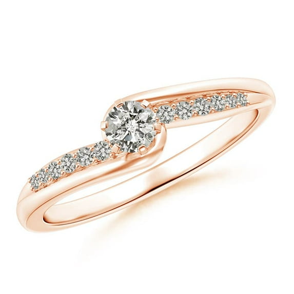 ANGARA Natural Six Prong-Set Diamond Bypass Promise Ring in 14K Rose Gold for Women (Size-3.5mm| Color-K| Clarity-I3) | April Birthstone, Anniversary, Jewelry Gift for Women | Natural Diamond Ring