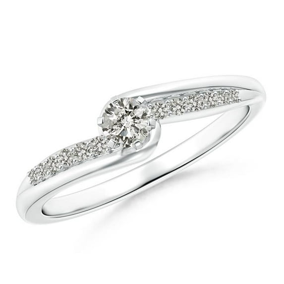 ANGARA Natural Six Prong-Set Diamond Bypass Promise Ring in 14K White Gold for Women (Size-3.5mm| Color-K| Clarity-I3) | April Birthstone, Anniversary, Jewelry Gift for Women | Natural Diamond Ring