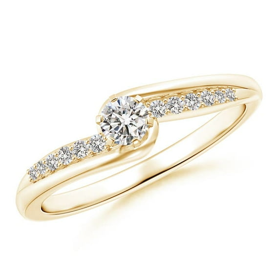 ANGARA Natural Six Diamond Bypass Promise Ring in 14K Yellow Gold for Women (Size-3.5mm| Color-I-J| Clarity-I1-I2) | April Birthstone, Anniversary, Jewelry Gift for Women | Natural Diamond Ring