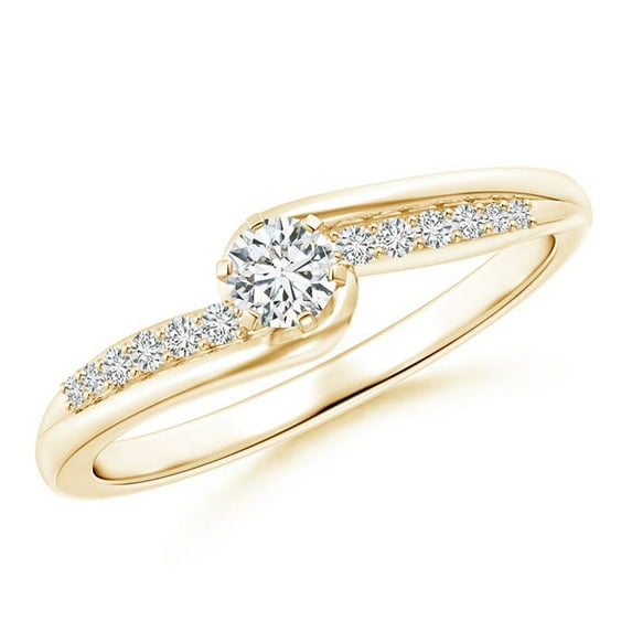 ANGARA Natural Six Prong-Set Diamond Bypass Promise Ring in 14K Yellow Gold for Women (Size-3.5mm| Color-H| Clarity-SI2) | April Birthstone, Anniversary, Jewelry Gift for Women | Natural Diamond Ring