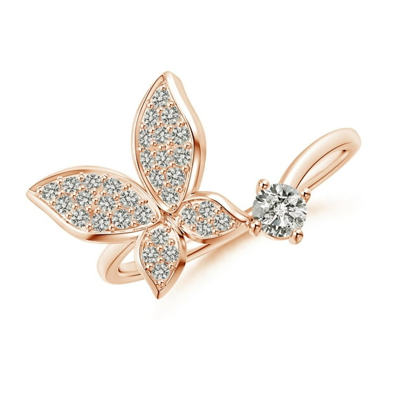 ANGARA Natural Diamond Butterfly Bypass Ring in 14K Rose Gold for Women (Size-3.5mm | Color-K | Clarity-I3) | April Birthstone, Birthday, Anniversary, Jewelry Gift for Women | Natural Diamond Ring
