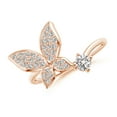 thumbnail image 1 of ANGARA Natural Diamond Butterfly Bypass Ring in 14K Rose Gold for Women (Size-3.5mm| Color-I-J| Clarity-I1-I2) | April Birthstone, Birthday, Anniversary, Jewelry Gift for Women | Natural Diamond Ring, 1 of 9