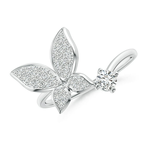 ANGARA Natural Diamond Butterfly Bypass Ring in 14K White Gold for Women (Size-3.5mm | Color-H | Clarity-SI2) | April Birthstone, Birthday, Anniversary, Jewelry Gift for Women | Natural Diamond Ring