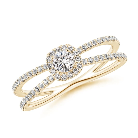 ANGARA Natural 0.16 Ct. Diamond Halo Engagement Ring in 14K Yellow Gold for Women (Ring Size: 11.5)