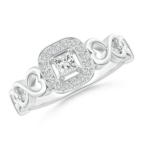 ANGARA Natural 0.16 Ct. Diamond Halo Promise Ring in 14K White Gold for Women (Ring Size: 12)