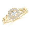 thumbnail image 1 of ANGARA Natural Diamond Cushion Promise Ring with Infinity Heart-Motifs in 14K Yellow Gold for Women (Size-3mm| Color-H| Clarity-SI2) | Anniversary, Jewelry Gift for Women | Natural Diamond Ring, 1 of 7