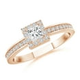 thumbnail image 1 of ANGARA Natural Princess-Cut Diamond Halo Stackable Ring in 14K Rose Gold for Women (Size-3mm| Color-H| Clarity-SI2) | April Birthstone, Anniversary, Jewelry Gift for Women | Natural Diamond Ring, 1 of 8