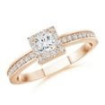 thumbnail image 1 of ANGARA Natural Princess-Cut Diamond Halo Stackable Ring in 14K Rose Gold for Women (Size-3mm| Color-G| Clarity-VS2) | April Birthstone, Anniversary, Jewelry Gift for Women | Natural Diamond Ring, 1 of 9