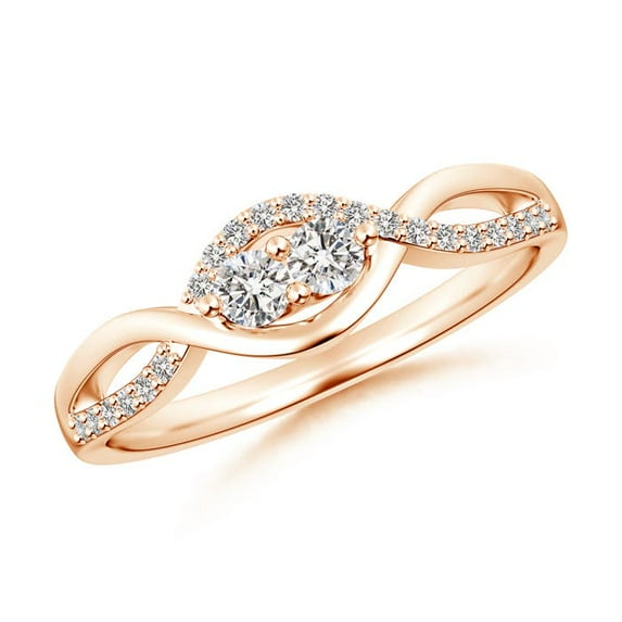 ANGARA Natural Diamond Infinity Twist Engagement Ring in 14K Rose Gold for Women (Size-2.7mm| Color-I-J| Clarity-I1-I2) | April Birthstone, Anniversary, Jewelry Gift for Women | Natural Diamond Ring