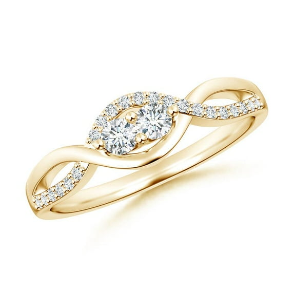 ANGARA Natural Diamond Infinity Twist Engagement Ring in 14K Yellow Gold for Women (Size-2.7mm| Color-G| Clarity-VS2) | April Birthstone, Anniversary, Jewelry Gift for Women | Natural Diamond Ring