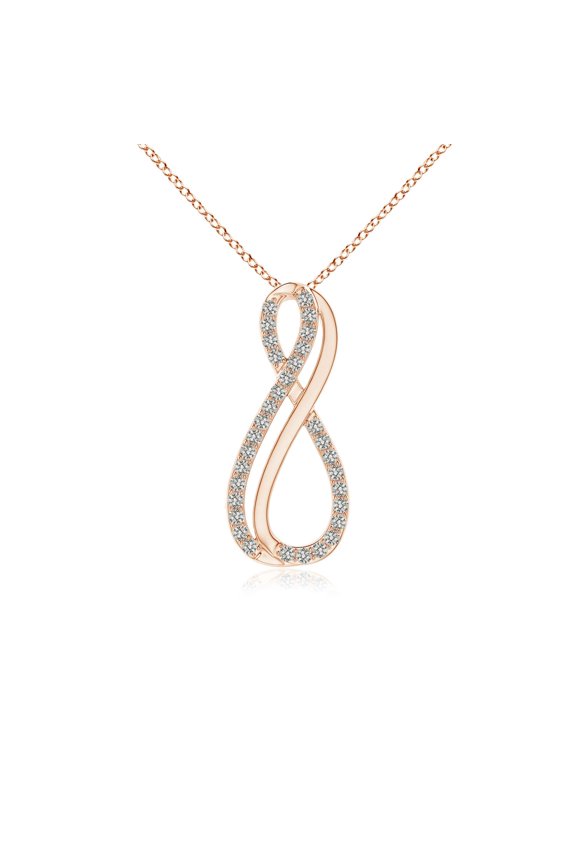Natural Prong-Set Diamond Infinity Pendant in 14K Rose Gold for Women (Size-1mm| Color-K| Clarity-I3) | April Birthstone, Anniversary, Jewelry Gift for Women | Natural Diamond Necklace