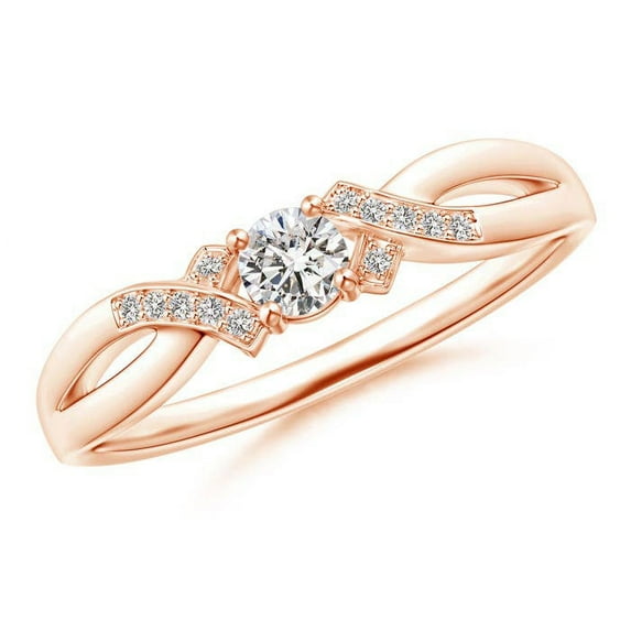 ANGARA Natural Diamond Criss-Cross Engagement Ring in 14K Rose Gold for Women (Size-3.5mm| Color-I-J| Clarity-I1-I2) | April Birthstone, Anniversary, Jewelry Gift for Women | Natural Diamond Ring