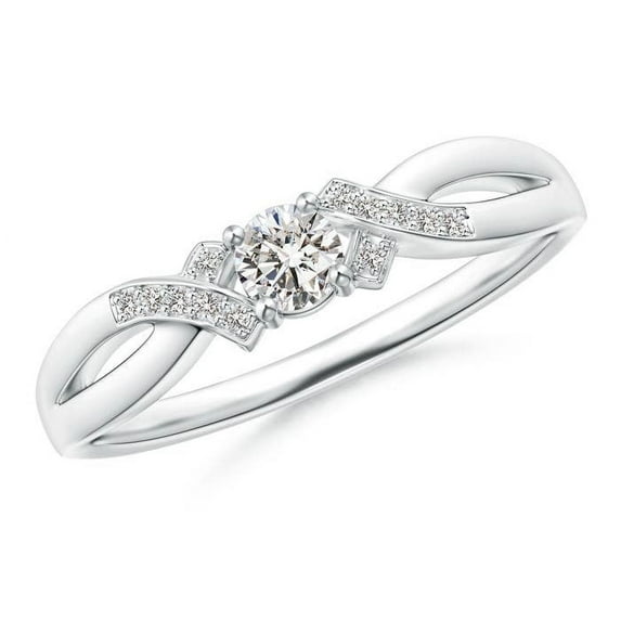 ANGARA Natural Diamond Criss-Cross Engagement Ring in 14K White Gold for Women (Size-3.5mm| Color-I-J| Clarity-I1-I2) | April Birthstone, Anniversary, Jewelry Gift for Women | Natural Diamond Ring