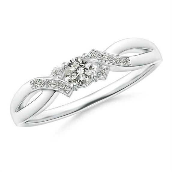 ANGARA Natural Diamond Criss-Cross Engagement Ring in 14K White Gold for Women (Size-3.5mm| Color-K| Clarity-I3) | April Birthstone, Anniversary, Jewelry Gift for Women | Natural Diamond Ring