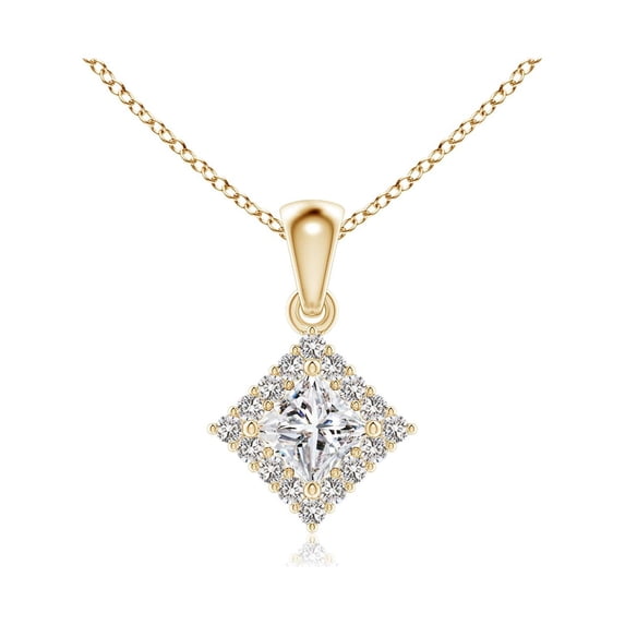 ANGARA Natural 0.16 Ct. Diamond Solitaire Pendant Necklace in 14K Yellow Gold for Women with 18 Inch Chain