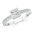 thumbnail image 1 of ANGARA Natural Princess Diamond Stackable Promise Ring in 14K White Gold for Women (Size-3mm| Color-H| Clarity-SI2) | April Birthstone, Anniversary, Jewelry Gift for Women | Natural Diamond Ring, 1 of 8