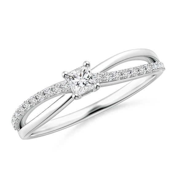 ANGARA Natural Prong Set Princess-Cut Diamond Promise Ring in 14K White Gold for Women (Size-3mm| Color-H| Clarity-SI2) | April Birthstone, Anniversary, Jewelry Gift for Women | Natural Diamond Ring