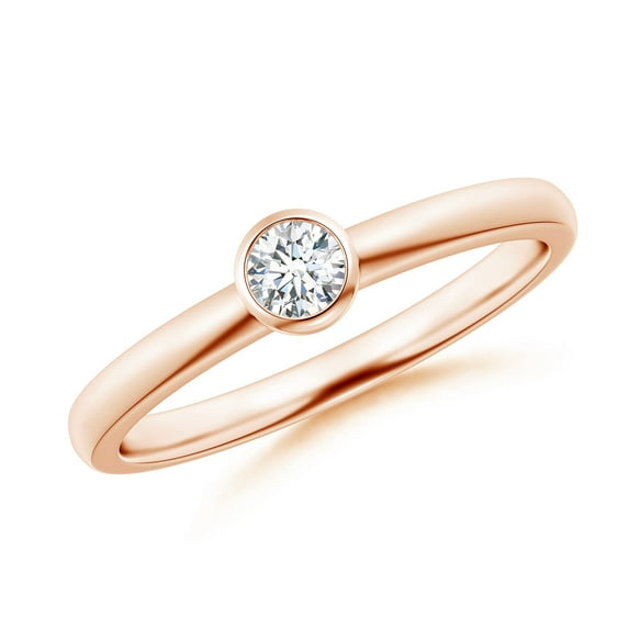 ANGARA Natural 0.16 Ct. Diamond Solitaire Ring in 14K Rose Gold for Women (Ring Size: 3)
