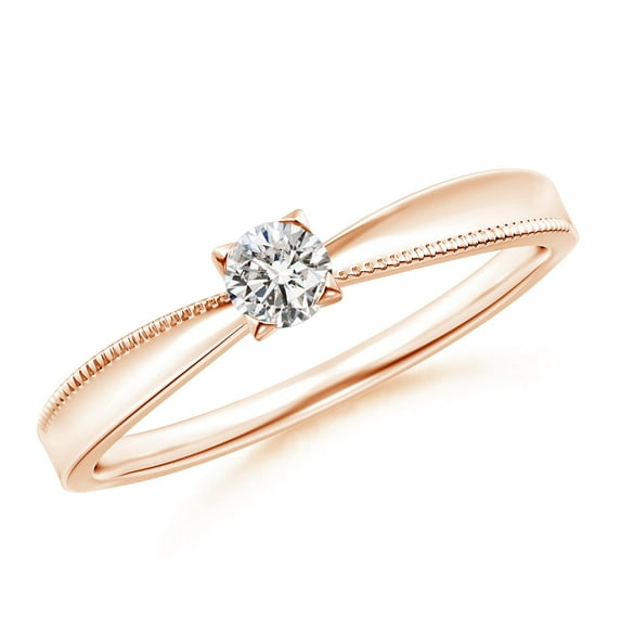 ANGARA Natural Reverse Tapered Diamond Solitaire Ring in 14K Rose Gold for Women (Size-3.5mm| Color-I-J| Clarity-I1-I2) | April Birthstone, Anniversary, Jewelry Gift for Women | Natural Diamond Ring