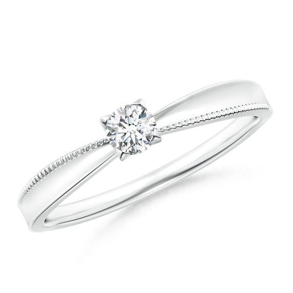 ANGARA Natural Reverse Tapered Diamond Solitaire Ring in 14K White Gold for Women (Size-3.5mm| Color-G| Clarity-VS2) | April Birthstone, Anniversary, Jewelry Gift for Women | Natural Diamond Ring