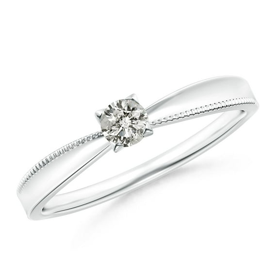 ANGARA Natural Reverse Tapered Diamond Solitaire Ring in 14K White Gold for Women (Size-3.5mm| Color-K| Clarity-I3) | April Birthstone, Anniversary, Jewelry Gift for Women | Natural Diamond Ring