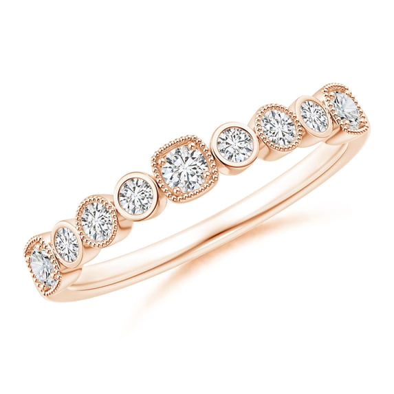 ANGARA Natural Diamond Stackable Fashion Ring with Milgrain in 14K Rose Gold for Women (Size-2.3mm| Color-H| Clarity-SI2) | April Birthstone, Anniversary Jewelry Gift for Women | Natural Diamond Ring