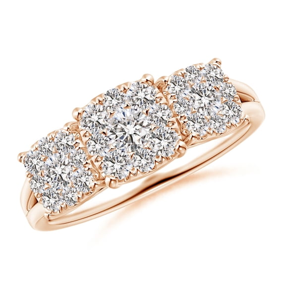 ANGARA Natural 0.16 Ct. Diamond Three Stone Ring in 14K Rose Gold for Women (Ring Size: 11.5)