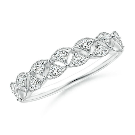 ANGARA Natural 0.16 Ct. Diamond Vintage Inspired Wedding Band Ring in 14K White Gold for Women (Ring Size: 3.5)