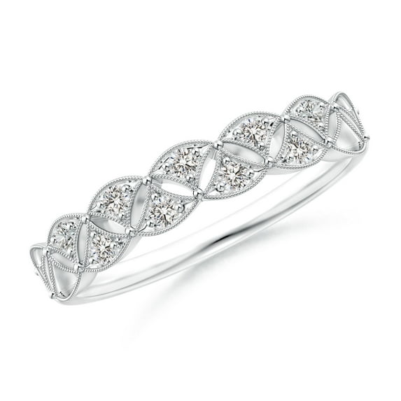 ANGARA Natural Diamond Leaf Cutout Wedding Band in 14K White Gold for Women (Size-1.6mm| Color-I-J| Clarity-I1-I2) | April Birthstone, Anniversary, Jewelry Gift for Women | Natural Diamond Ring